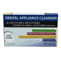 Plasdent Dental Appliance Cleanser Tablets, Mint Flavor, 24tablets/box, Clean in 15 mins.